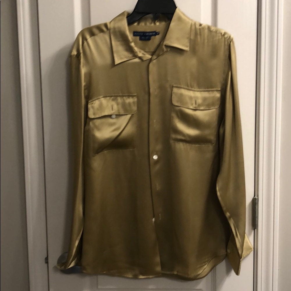 Ralph Lauren Gold 100% Silk Camp Shirt. Sz14